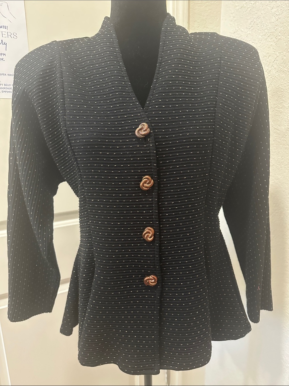 Vintage Ms. Choice Dress button down metallic blazer size 16